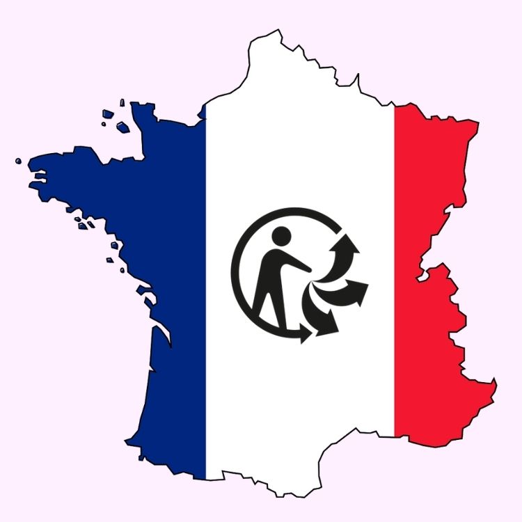 Frankreich Umriss mir Flaggenfarben und Triman Logo