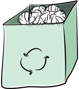 Recycling box with paper